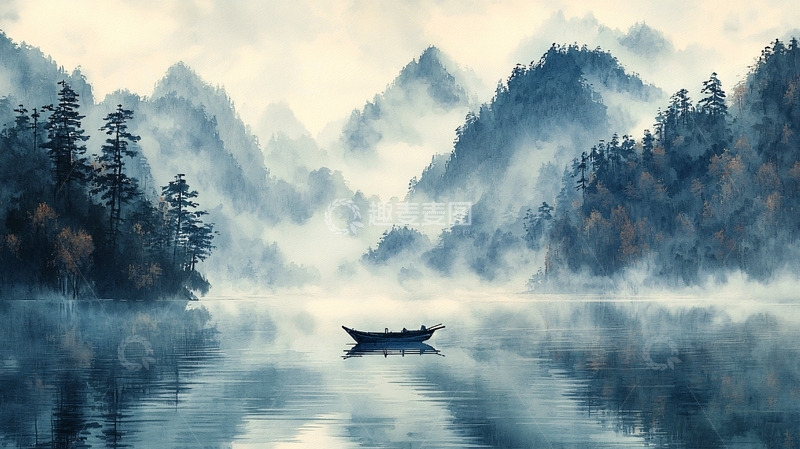 高清大图下载【趣麦麦图】水墨山水画805