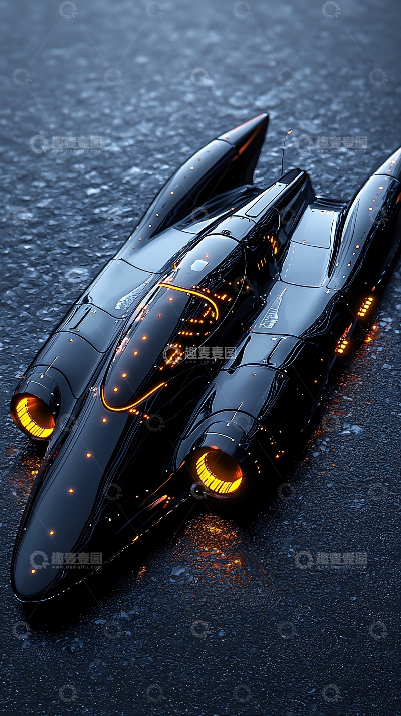 高清大图下载【趣麦麦图】未来感黑色跑车