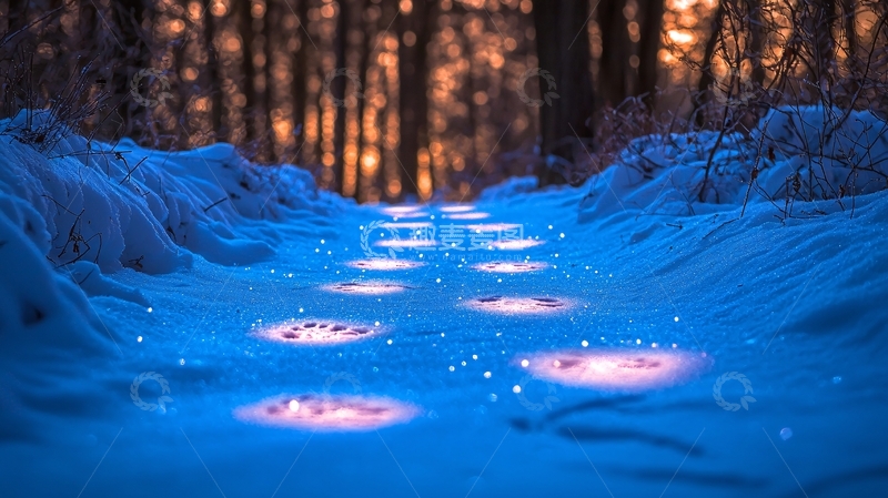 高清大图下载【趣麦麦图】冬日森林雪地小路