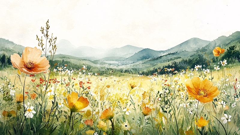 高清大图下载【趣麦麦图】水彩田园风光