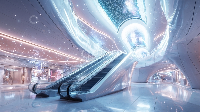 高清大图下载【趣麦麦图】未来感商场电梯