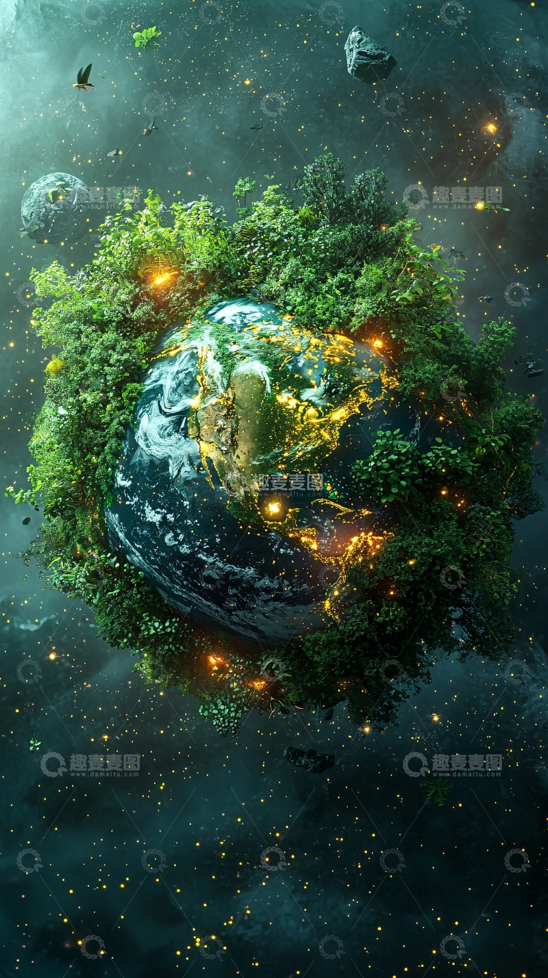 高清大图下载【趣麦麦图】绿树环绕的地球