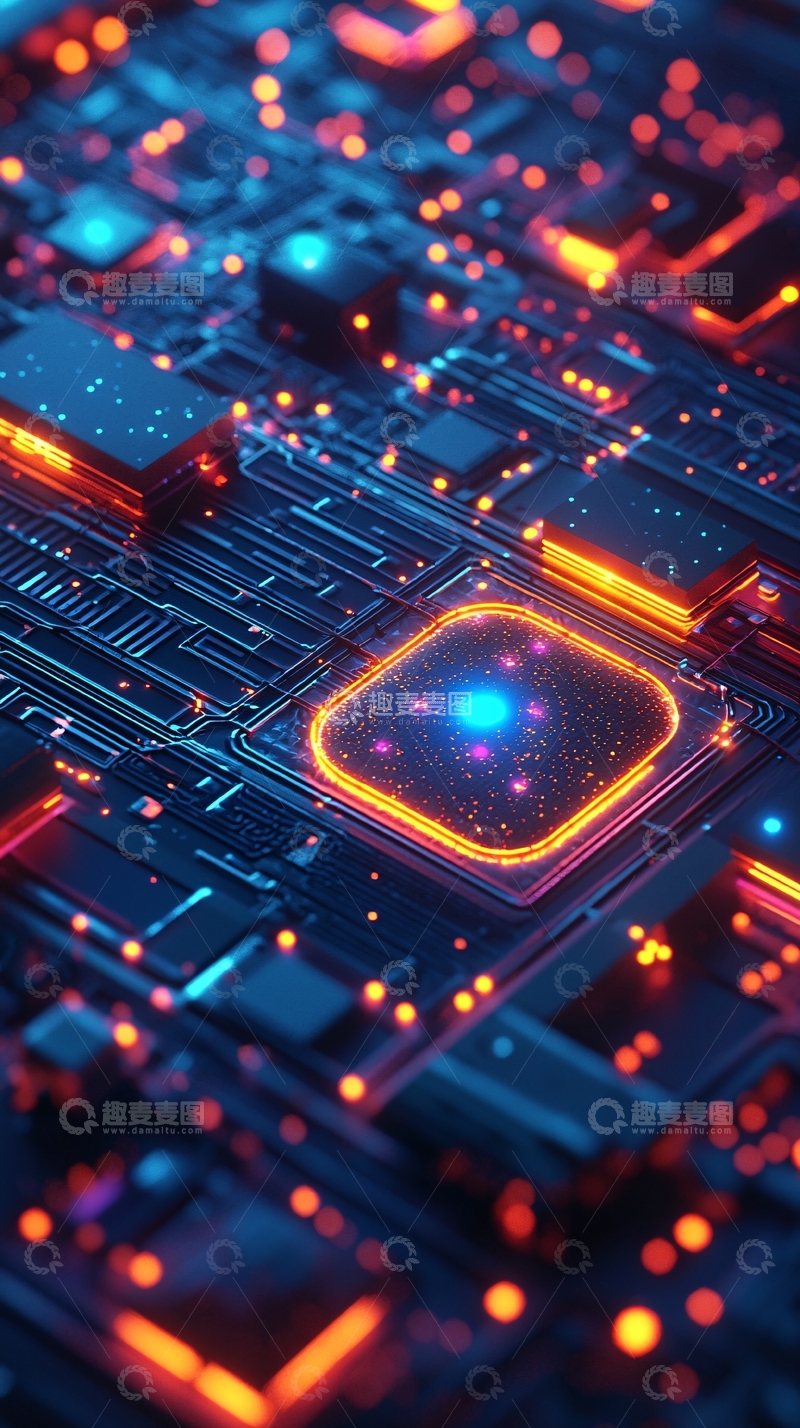 高清大图下载【趣麦麦图】炫彩电路板微距特写