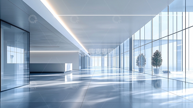高清大图下载【趣麦麦图】现代化明亮办公大楼走廊