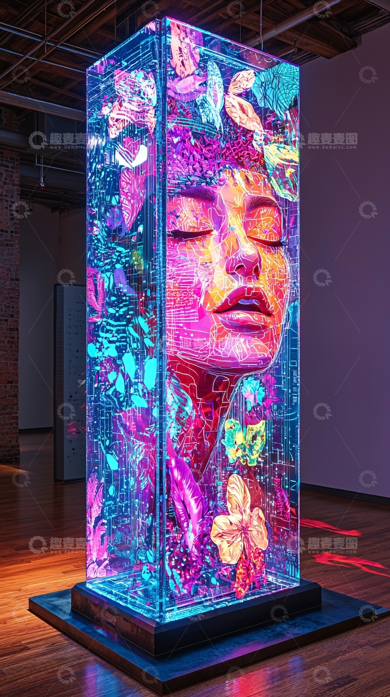 高清大图下载【趣麦麦图】水晶柱雕塑