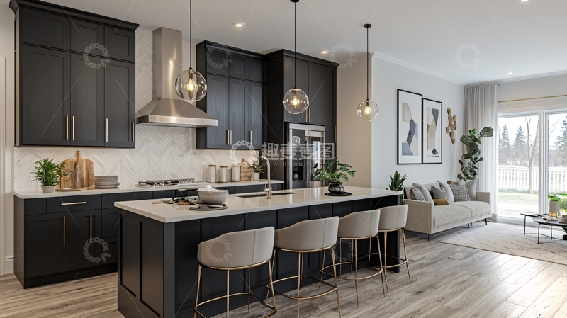 高清大图下载【趣麦麦图】现代化开放式厨房
