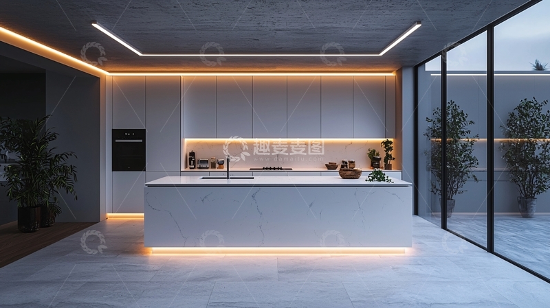 高清大图下载【趣麦麦图】现代简约厨房灯光设计