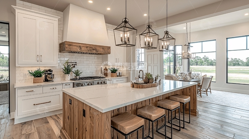 高清大图下载【趣麦麦图】现代乡村风格开放式厨房