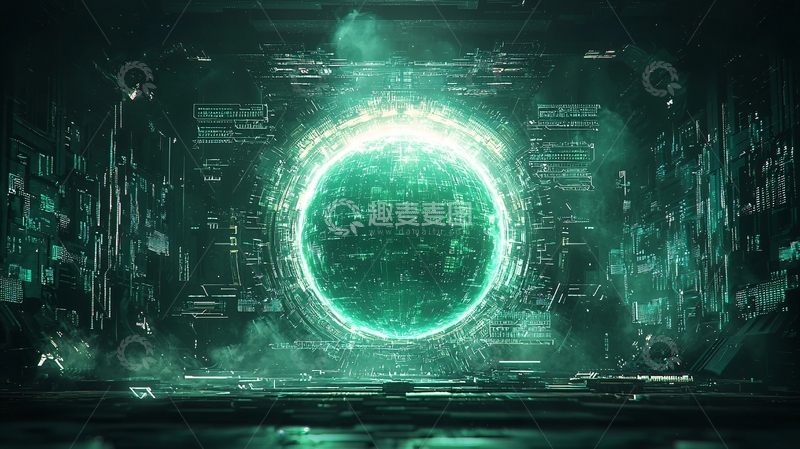 高清大图下载【趣麦麦图】科幻绿光能量环