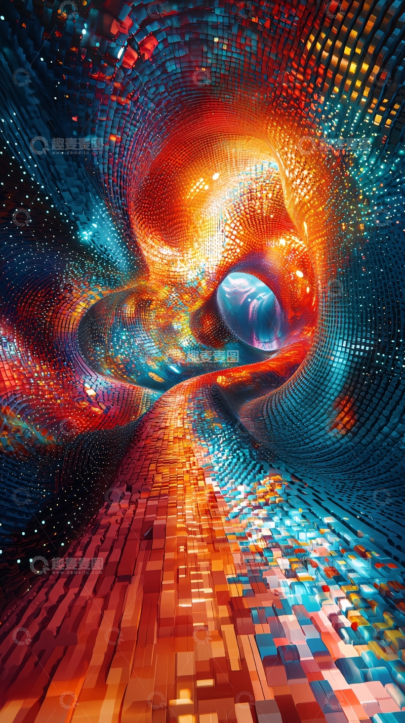 高清大图下载【趣麦麦图】抽象彩色隧道