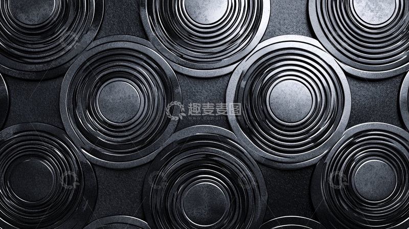 高清大图下载【趣麦麦图】黑色金属圆环纹理