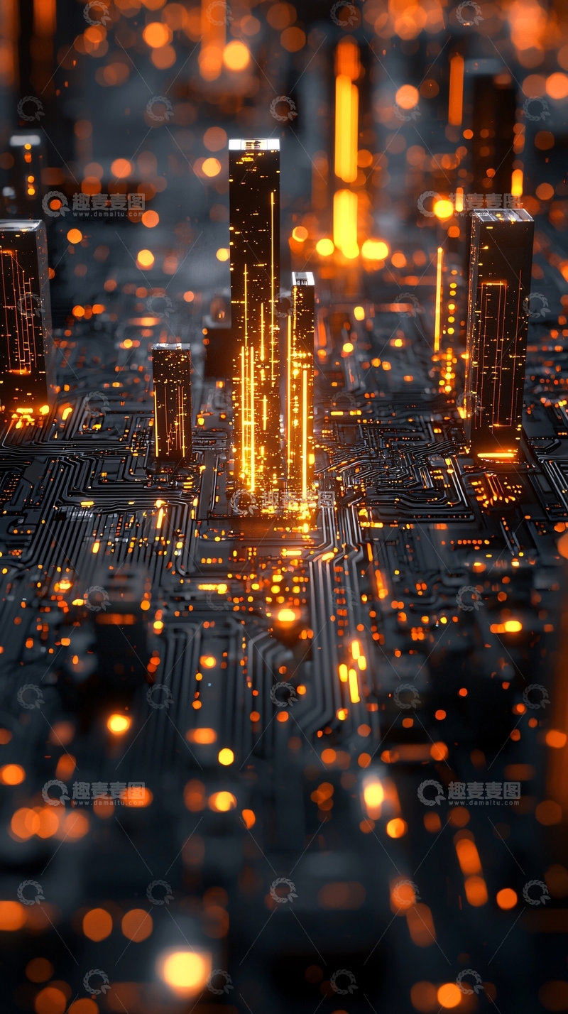 高清大图下载【趣麦麦图】未来科技感城市电路板