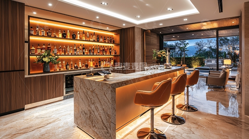 高清大图下载【趣麦麦图】现代风格酒柜吧台