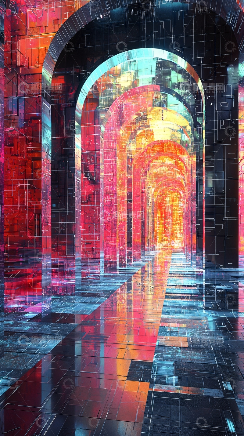 高清大图下载【趣麦麦图】彩色拱形通道