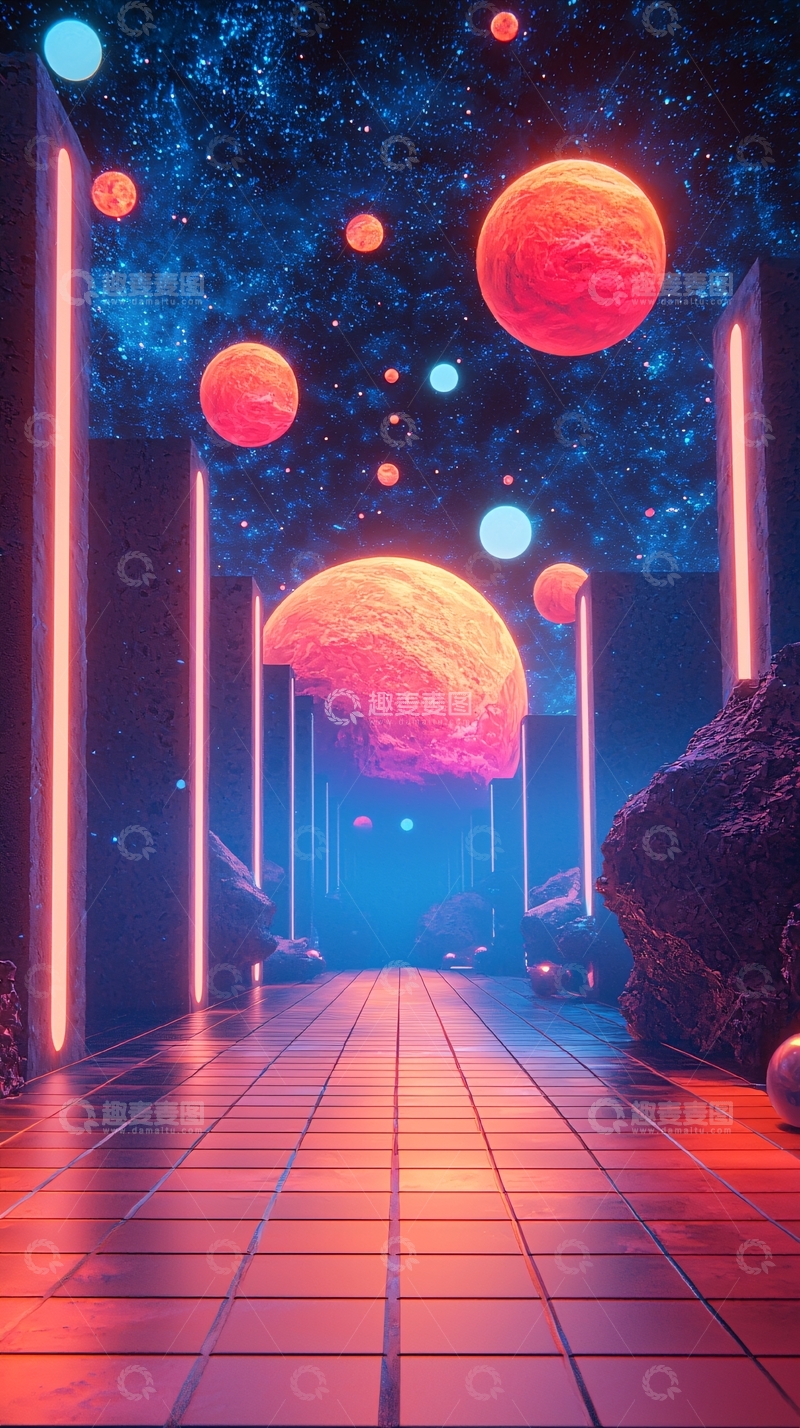 高清大图下载【趣麦麦图】太空科幻通道