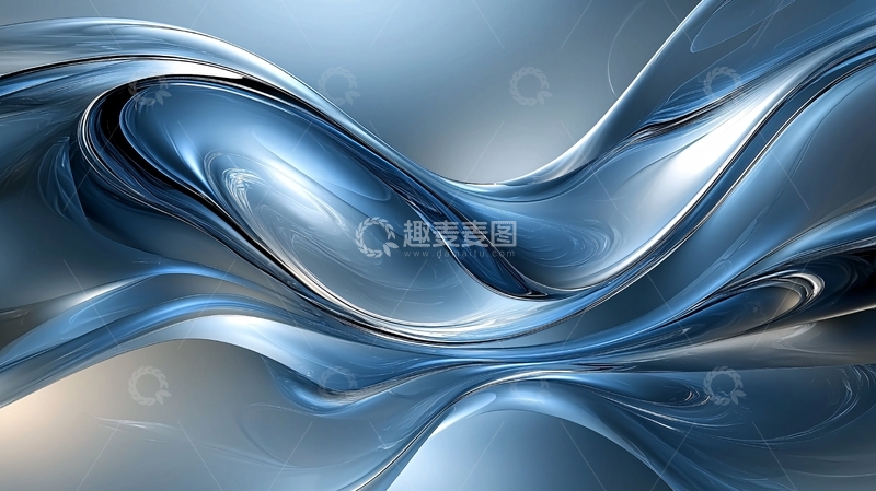高清大图下载【趣麦麦图】蓝色金属液体波纹