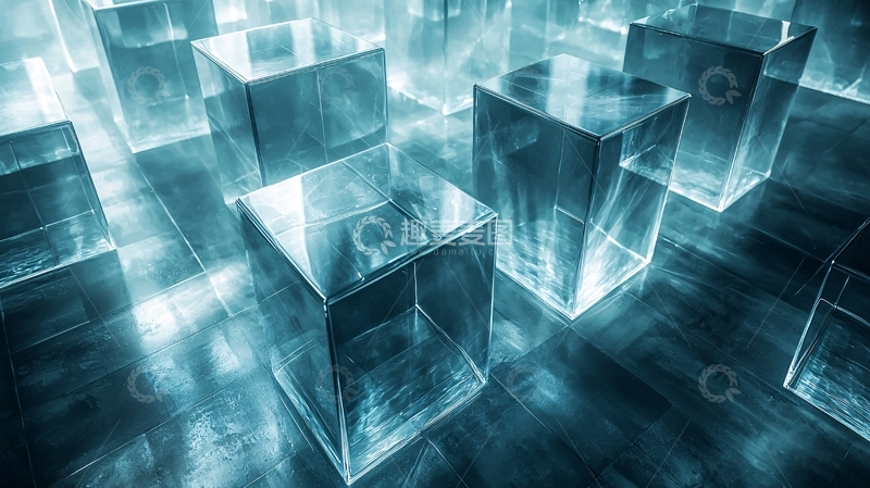 高清大图下载【趣麦麦图】蓝色透明立方体