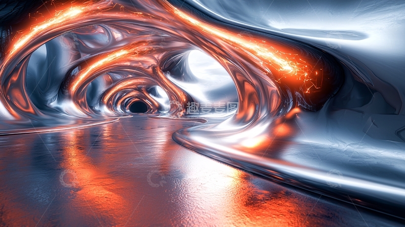 高清大图下载【趣麦麦图】金属质感抽象隧道