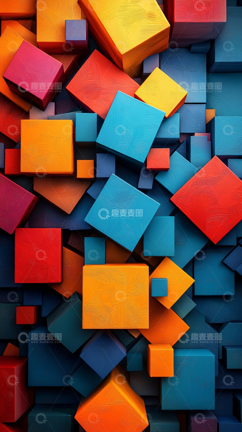 高清大图下载【趣麦麦图】彩色方块堆叠