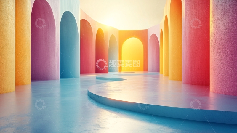 高清大图下载【趣麦麦图】彩色拱门通道