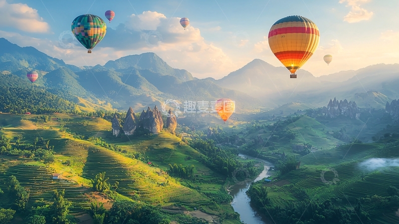 高清大图下载【趣麦麦图】热气球