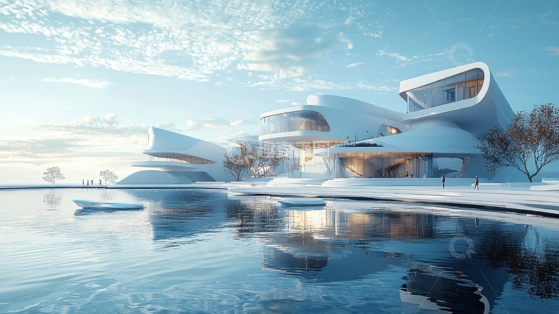 高清大图下载【趣麦麦图】极简主义未来派白色建筑