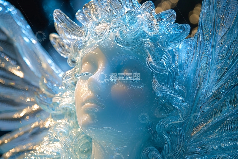 高清大图下载【趣麦麦图】冰晶质感天使雕塑