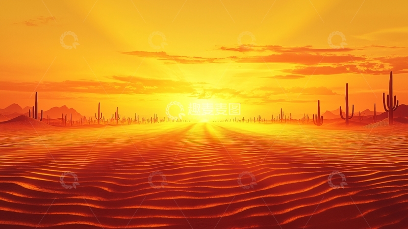 高清大图下载【趣麦麦图】沙漠日落