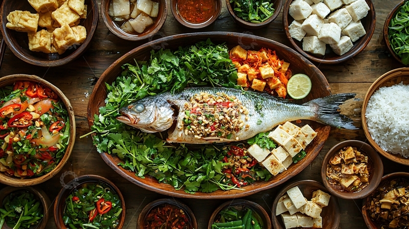 高清大图下载【趣麦麦图】烤鱼配菜