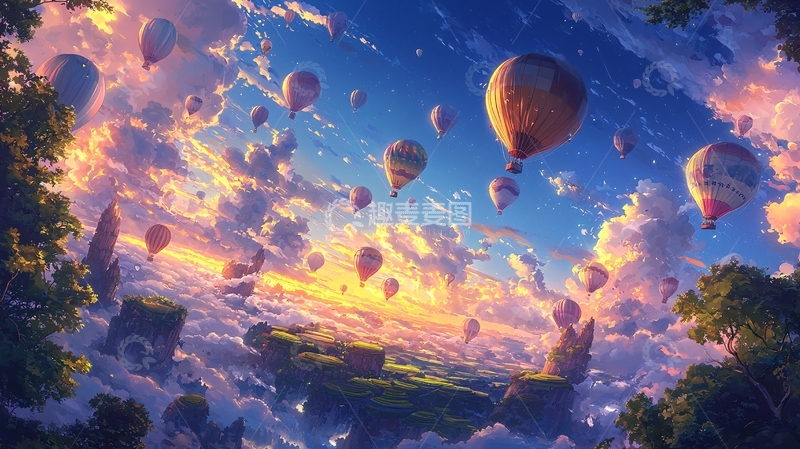 高清大图下载【趣麦麦图】梦幻热气球