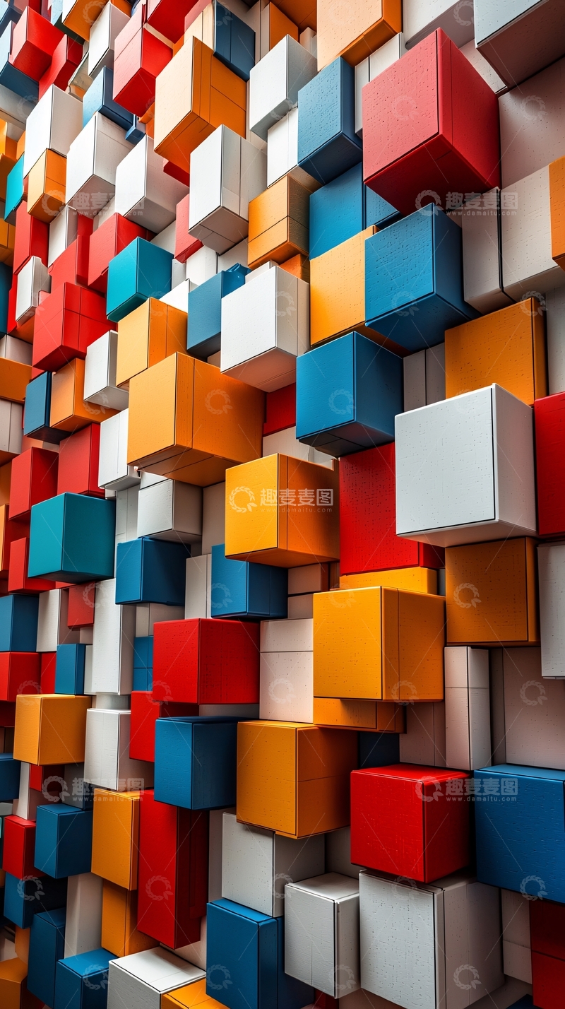 高清大图下载【趣麦麦图】彩色方块堆积