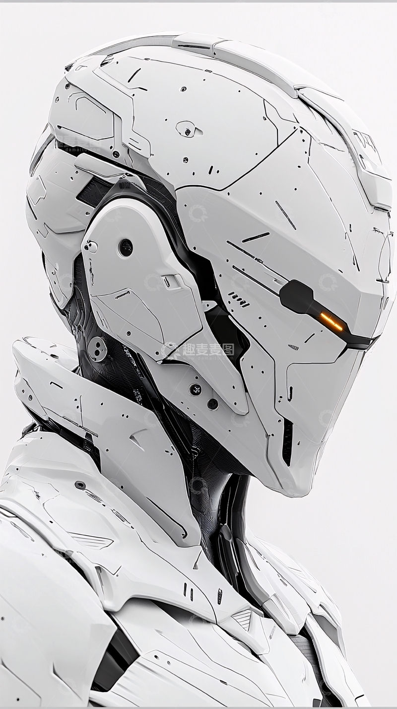 高清大图下载【趣麦麦图】未来科技感白色头盔