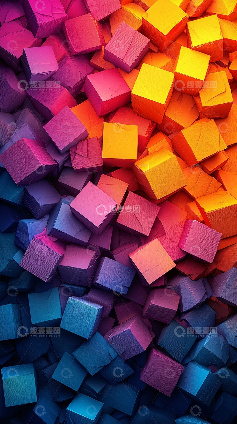 高清大图下载【趣麦麦图】彩色方块堆叠
