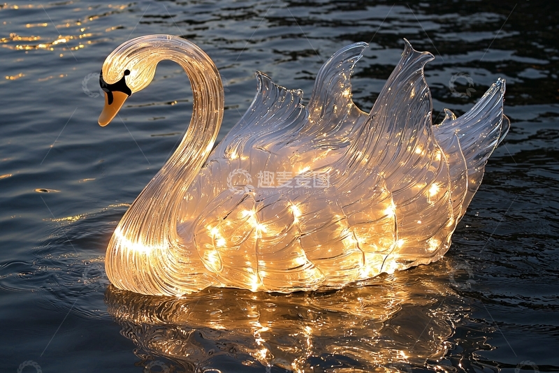 高清大图下载【趣麦麦图】透明发光天鹅