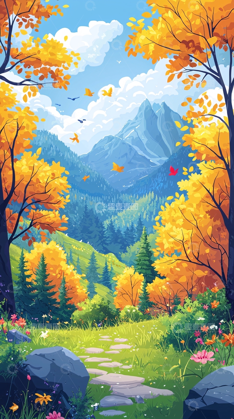 高清大图下载【趣麦麦图】秋日山林小径