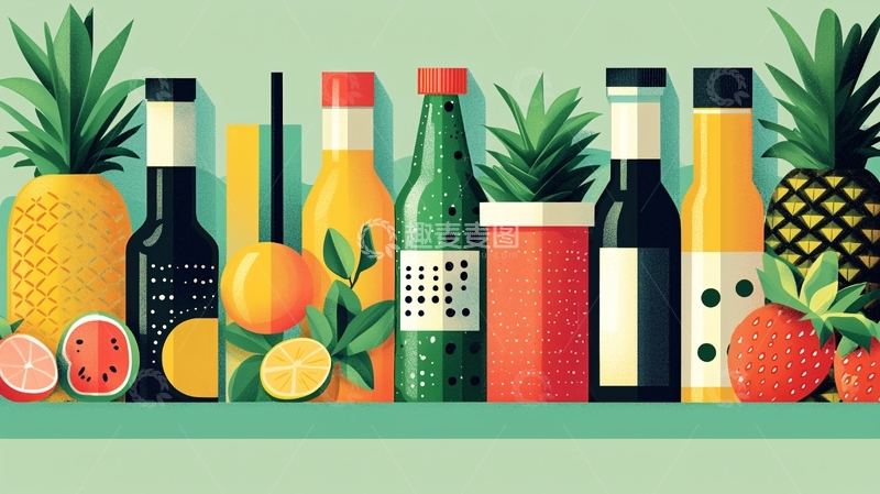 高清大图下载【趣麦麦图】水果瓶装饮料