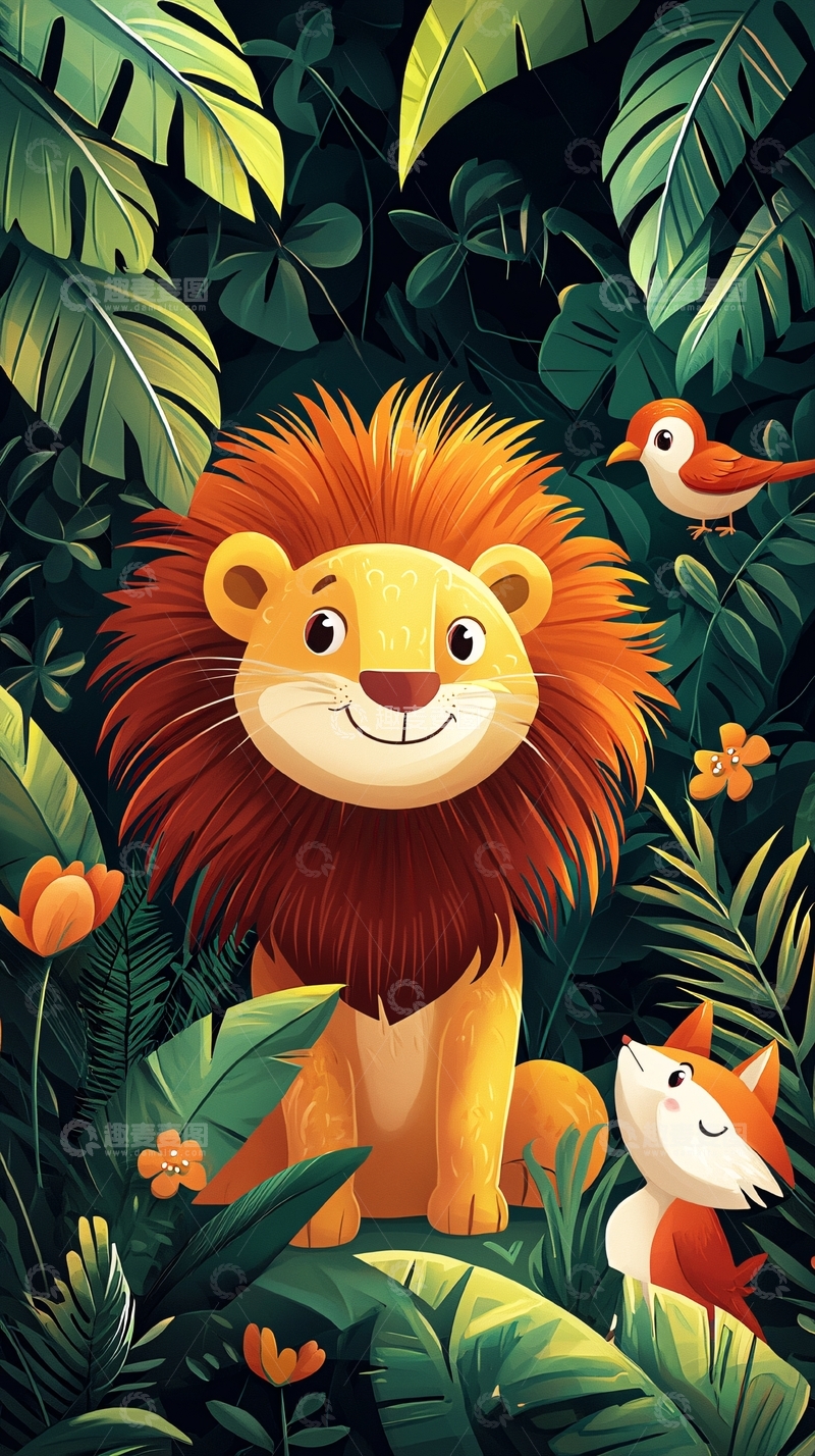 高清大图下载【趣麦麦图】卡通狮子