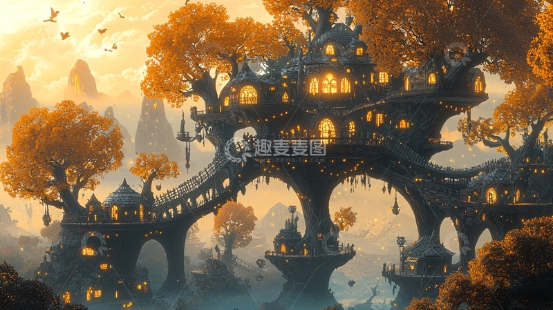 高清大图下载【趣麦麦图】树顶上的梦幻小屋