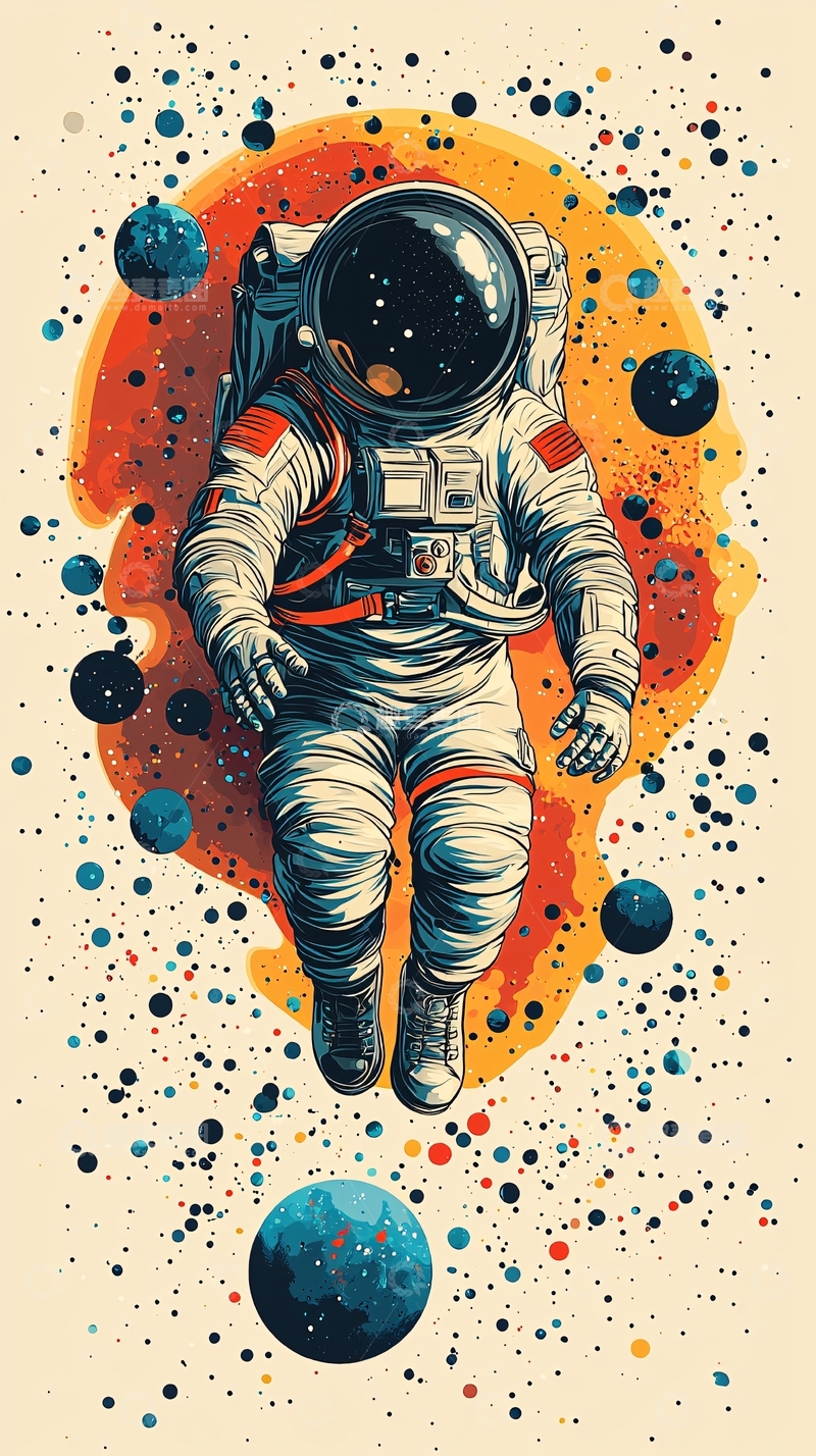 高清大图下载【趣麦麦图】宇航员太空漫游