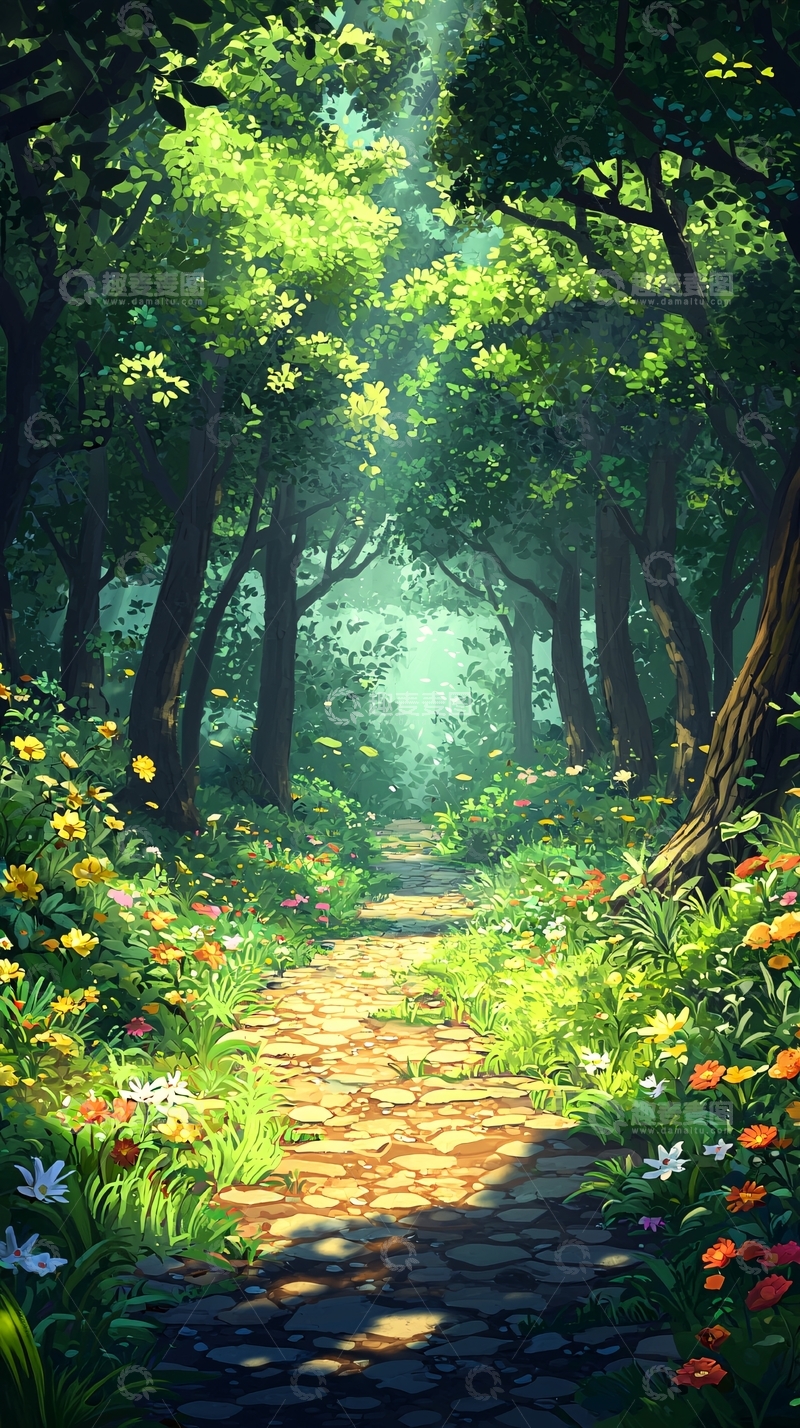 高清大图下载【趣麦麦图】阳光森林小路