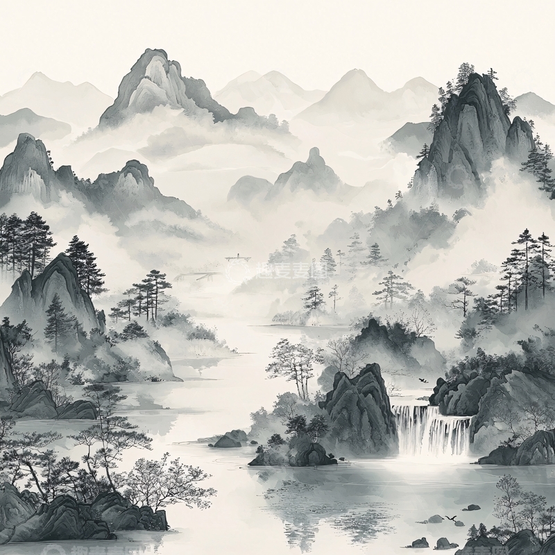 高清大图下载【趣麦麦图】水墨山水画808