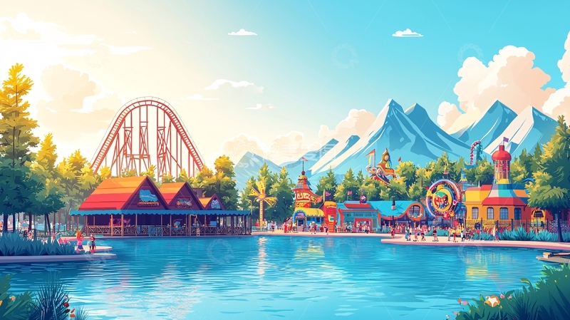 高清大图下载【趣麦麦图】卡通乐园风景画