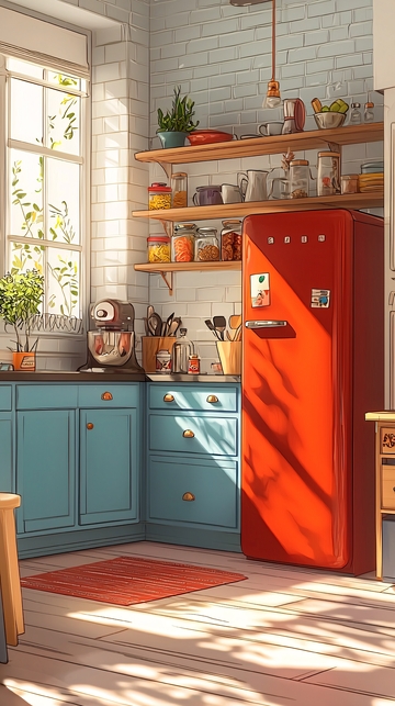 阳光洒进复古厨房