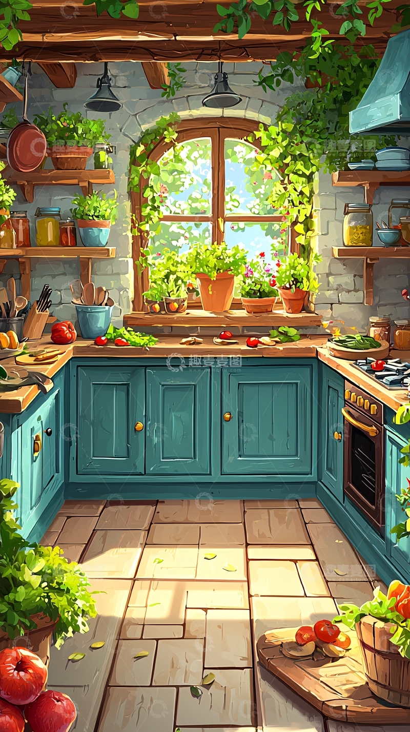 高清大图下载【趣麦麦图】清新田园厨房