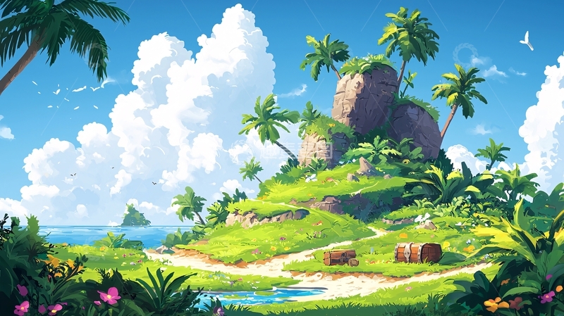高清大图下载【趣麦麦图】热带岛屿风景画