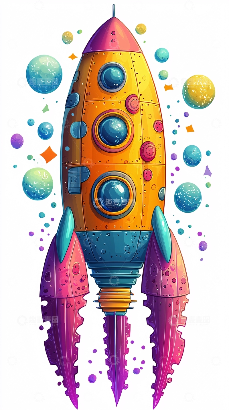 高清大图下载【趣麦麦图】卡通火箭