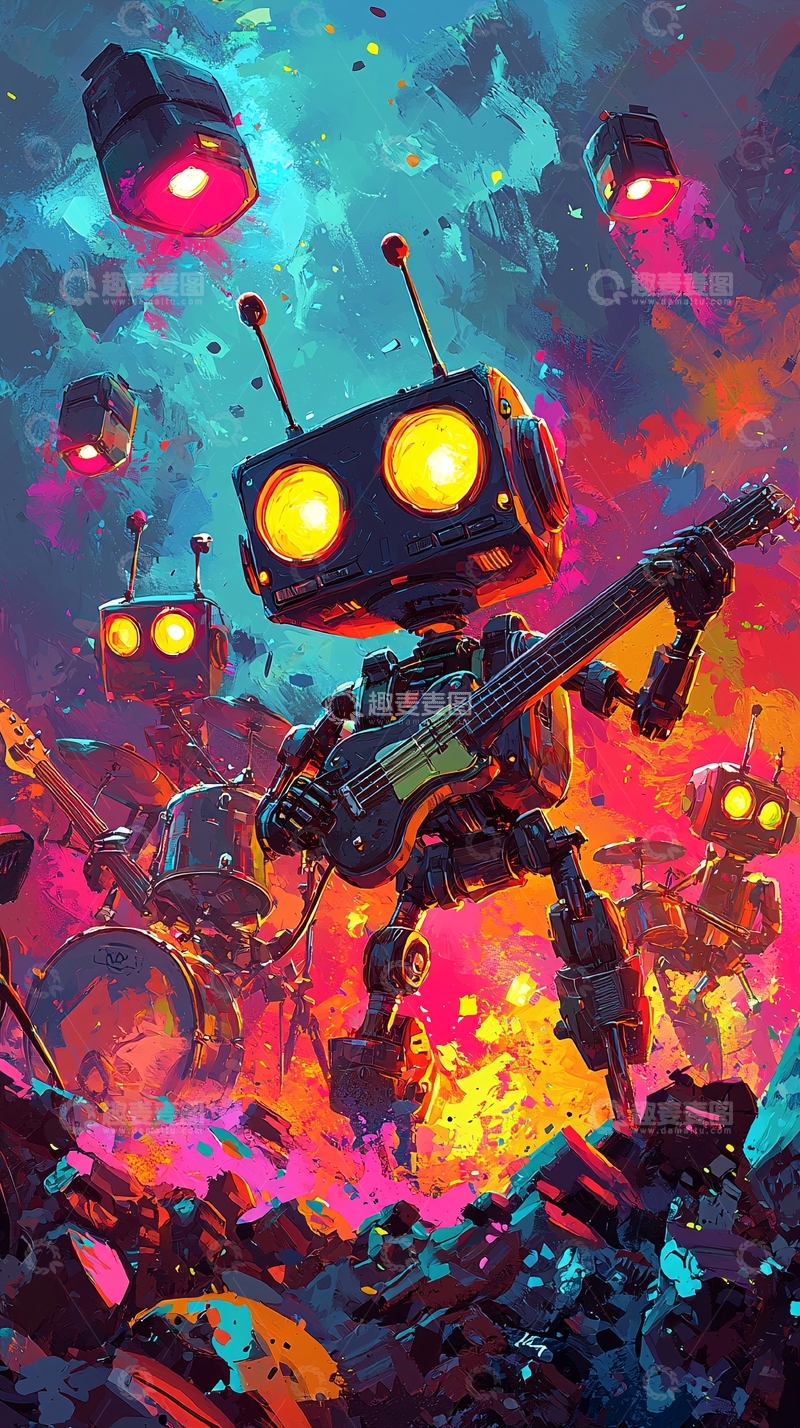 高清大图下载【趣麦麦图】机器人乐队