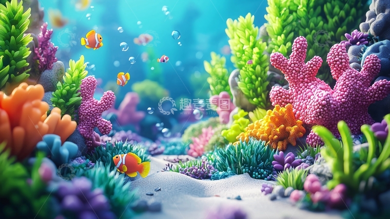 高清大图下载【趣麦麦图】海底珊瑚礁鱼群景色