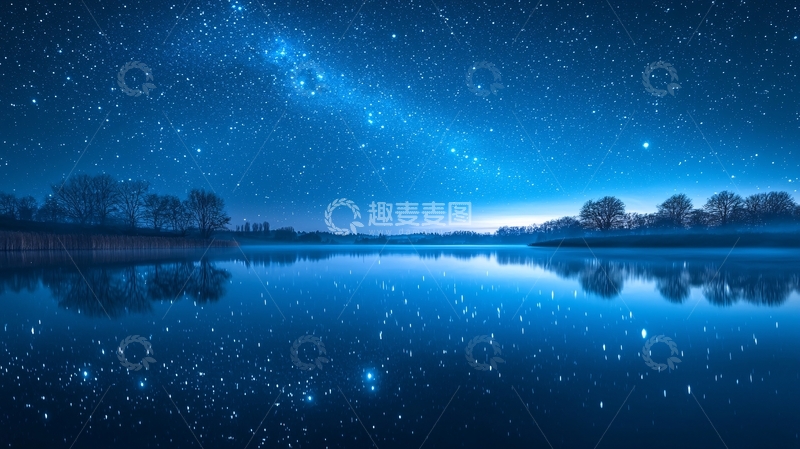 高清大图下载【趣麦麦图】星空倒影湖面