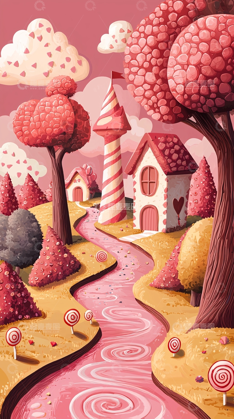 高清大图下载【趣麦麦图】粉色糖果屋